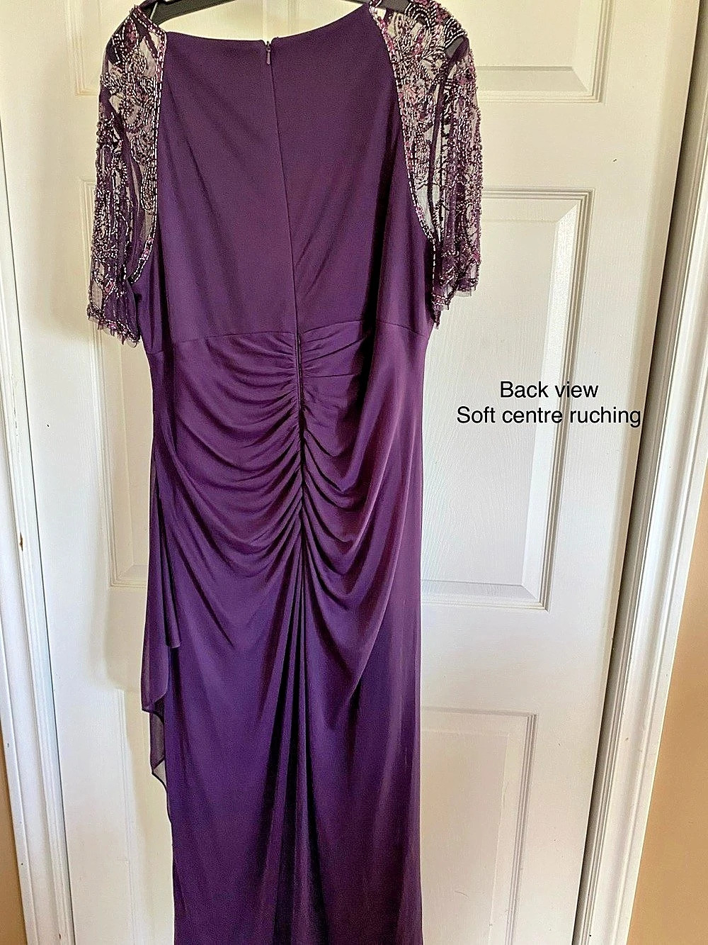 Laura Ashley Beaded Butterfly Sleeve Maxi Dress in Purple Size 16 Like 0